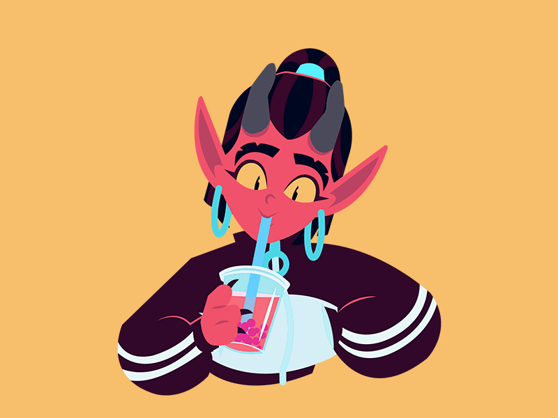 Ghoul Gang Messaging Sticker 2d after effects animation boba bubble tea character animation gif illustration illustrator motion sticker vector