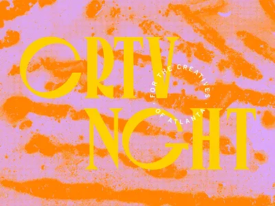 Creative Night atlanta bold chunky creative geometric halftone orange pink serif texture warp yellow