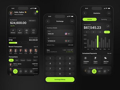 Finance Mobile App app design app designer app ui ux design app ux design banking app banking app design dark ui design figma figma uiux finance app financial app design fintech app design mibile mobile app mobile banking app modern design oripio sajiburuxui ui