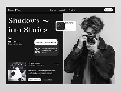 Photography Header Design creative design design design trends dribbble figma figma design figma designer photography photography header typography ui ui design ux web web design web header website