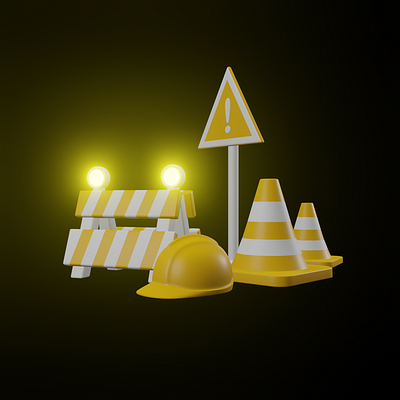 3D Under Construction Concept 3d cone sign