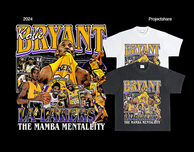 Kobe Bryant Merch Concept Design basket basketball black mamba design graphic design kobe bryant la lakers mamba mentallity merch merch design nba t shirt tshirt vintage