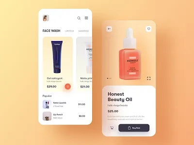 E-commerce app for beauty products 2022 apple colorful ecommerce ecommerce app ecommerce design ios minimal mobile ui mockup presentation products trend ui ui design uidesign uidesigner uiux uxdesign xd