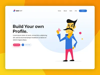Build Profile web Landing Page Header character creative design flat header illustration landing page landing page design man ui ux web website website design