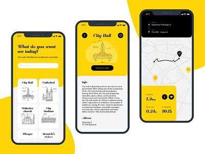 Proud of Polish Design Tradition - app Adobe XD adobe xd aplication app city city guide design app icon design outlines symbol ui ui design ux ux design xd