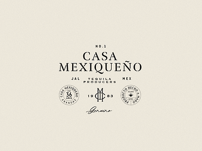 Casa Mexiqueno agave alcohol badge beverage bottle casa classic logo maguey mexico monogram producers retro spirit tequila vintage