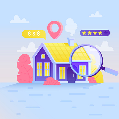 House searching concept app budget design house house illustration illustration illustration art location logo money rating search tracker ui vector