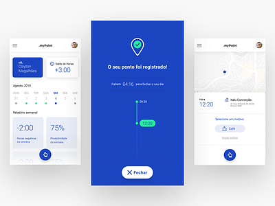 INCREDRIBBBLE #01 - Clock-in app app blue cards clockin concept design interface punchesthecard ui ux