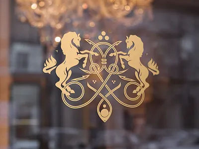 valorem logo branding design flat gold horses logo stag steam ui