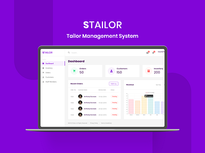 STailor Management System | Web Admin Panel admin panel app creative design managment system order management tailor trending ui ui design ux web app web design