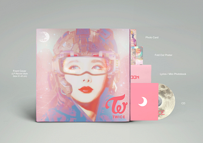 TWICE K-pop Album Artwork and Packaging Design adobe cc adobe photoshop album art album artwork astronaut branding design girl girl character graphic design illustration illustrator kpop lp mockup record twice typography