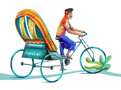 Rickshaw puller of Bangladesh digital art digital illustration illustraion illustration illustration art illustrations illustrator portrait illustration vector vector illustration