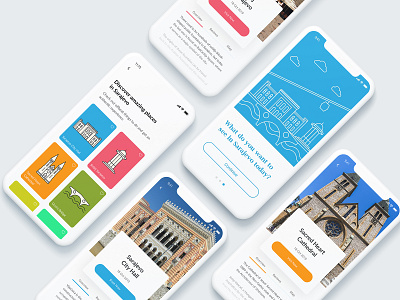 What do you want to see in Sarajevo Today? adobe xd app colors concept design exploration icons illustrations ios iphonex onboarding playoff sarajevo screen touristic ui user experience user interface design userinterface ux