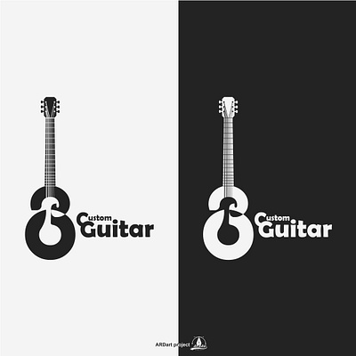 Costum Gitar branding design flat illustration illustrator logo minimal type vector