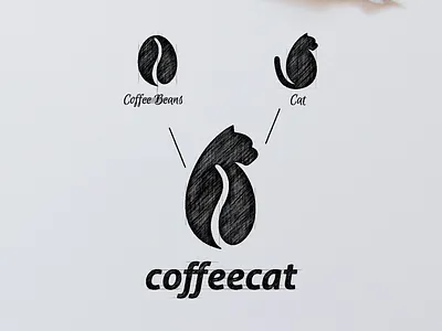Coffee Cat Logo Combination animal brand branding cat cat logo coffee coffee bean coffee logo design designer garagephic studio graphic icon illustration inspiration logo negative space negative space logo sketch vector