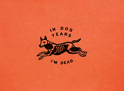 Dog Years dog halloween illustration orange print screen screen print screen printing screenprint skeleton spooky stamp stamped vector