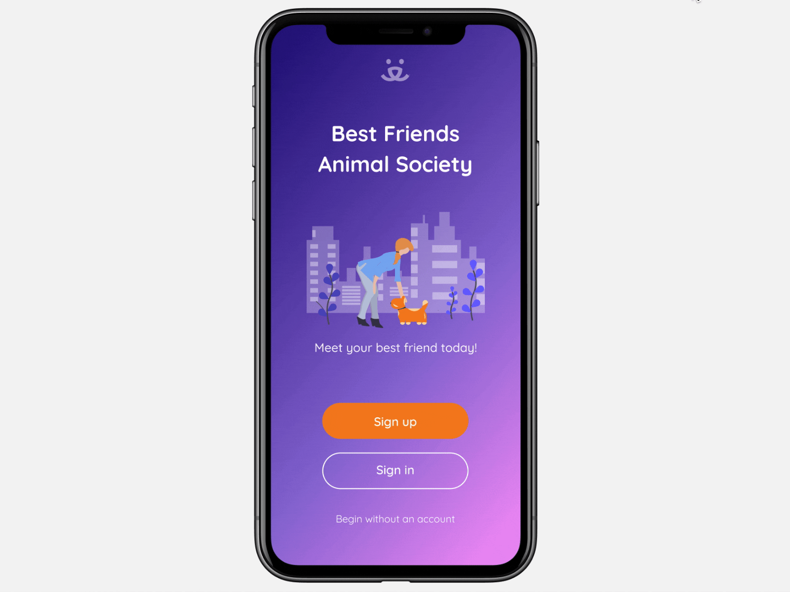 Best Friends Animal Society App Concept animals branding figma ios iphonex landingpage mockup nonprofit