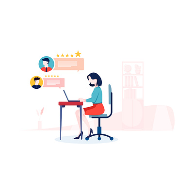 Customer Review flat concept for Landing page assessment banner business choice client comment communication competition concept customer design evaluation experience feedback flat icon illustration landing landing page level