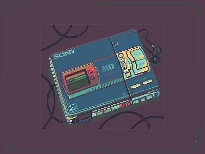 Sony MD walkman [pixel art] 16bit 8bit aseprite gadget game assets illustration minidisc music pakopixel personal pixel art pixel dailies pixelart pixels sony sprite stereo walkman