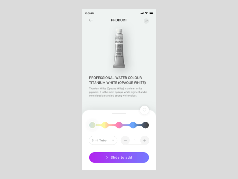 Product Detail - Color Picker animation app app design app ui color palette dailyui demo design picker principle product design prototype prototype animation shopping shopping cart sketch ui ux