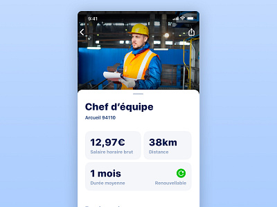 iziwork app • Mission detail app card design design system detail distance duration flat info job lean mission salary ui ux worker
