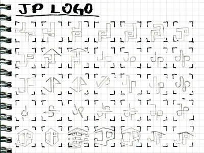 Initial J & P Sketch Work branding grid identity logo pencil sketch