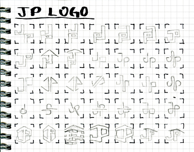 Initial J & P Sketch Work branding grid identity logo pencil sketch