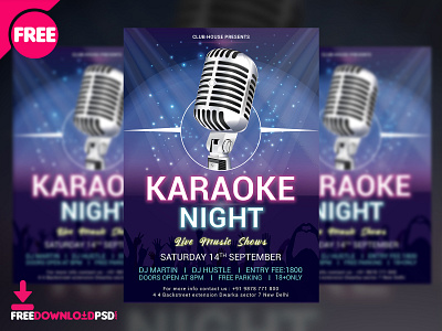 Karaoke Night Flyer Free PSD design flyer flyer design free free psd karake night karaoke night flyer karoke sing along