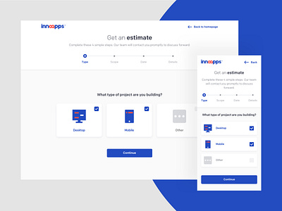 InnoApps | Estimate Form branding clean design dribbble form design icon interface progressbar typography ui ux vector