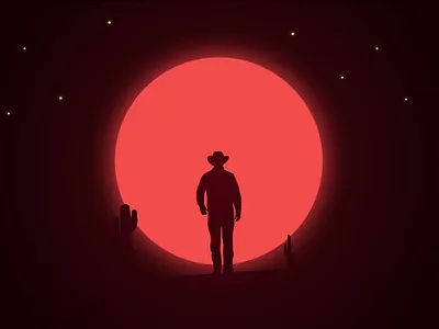 Wild Sunset abstraction background cactus cowboy design illustration sun sunset wallpaper wild west