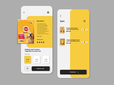 Pet food shopping app add to cart dailyui dribble petfood shopping app shopping cart shoppping ui ui ux