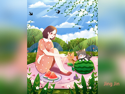 jingjin creative girl illustration