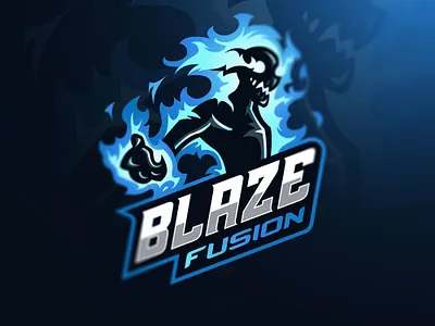 Blaze Fusion Mascot Logo Design blue bold branding cool esports fire gaming logo illustration logo mascot sports typography vector