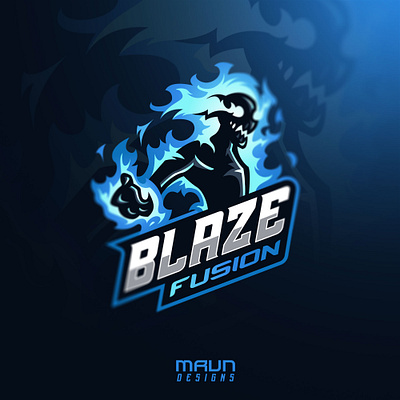 Blaze Fusion Mascot Logo Design blue bold branding cool esports fire gaming logo illustration logo mascot sports typography vector