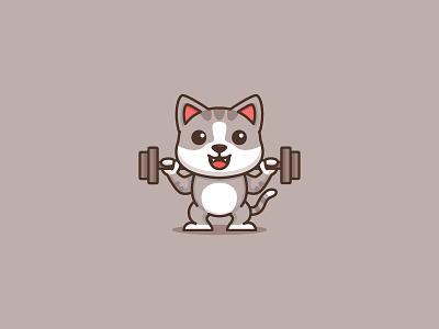 Fitness Cat cartoon cat cute cute animal fitness gym kitten kitty logo logo design