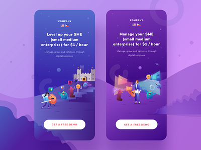 Course mobile web exploration colorful course design flat gradient illustration mobile monsters people responsive space ui vector web