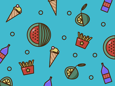 Flat Icons bottle branding design flat flat design french fries fruit icon icons illustration illustrator lime logo vector watermelon