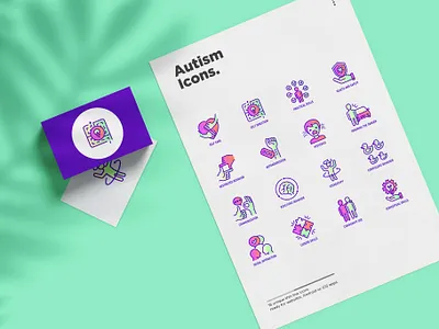 Autism | 16 Thin Line Icons Set attention autism autistic awareness behavior care child communication depression disease disorder health icons mental problem set skill symptoms syndrome vector
