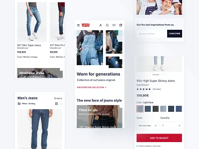 Levi's Store Concept - Mobile checkout clothes commerce concept design levis mobile page process product product design products redesign shop typography ui ux web webdesign white space