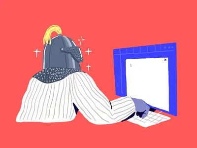 Corporate Knight charadesign computer design helmet illustration knight open space people people illustration procreate work working