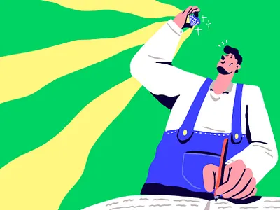 Craftsman finding a gemstone charadesign content craftsman design diamond gemstone illustration people people illustration premium procreate work