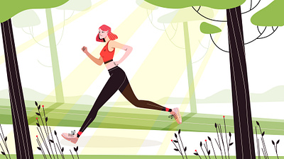 Running girl 2d art brand identity branding character color palette design girl graphicdesign health illustration illustration art morning nature park runner running app sport texture vector