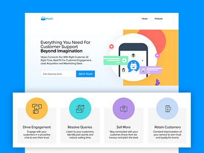 Hippo Features Page design facebook graphic illustration interactive product typography uiux ux website
