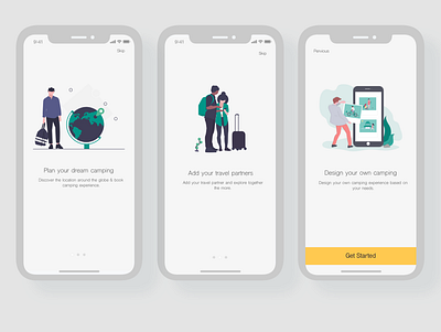 Camping App - Walkthrough app walkthrough mobile ui undraw.co