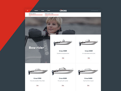 Yamarin Cross models page boats models product page ui ux website design website development yamarin cross