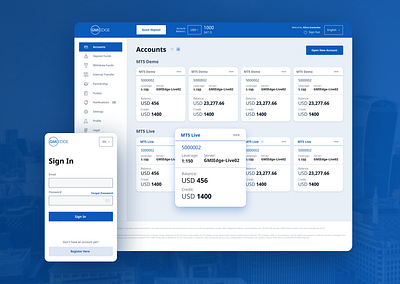 Members Area Design accounts finance fintech forex sign in web