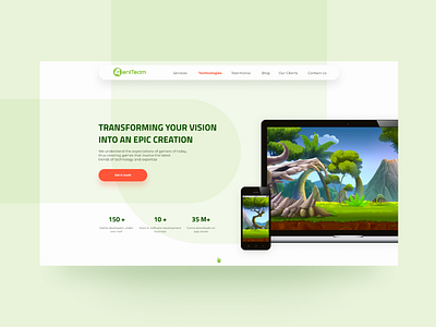 Design LP for GeniTeam design gamification gaming green lp orange phone studio typography ui ux web