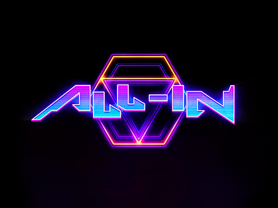 All-in Logo 3d app branding c4d cinema4d design game game logo icon illustration logo neon typography vector web