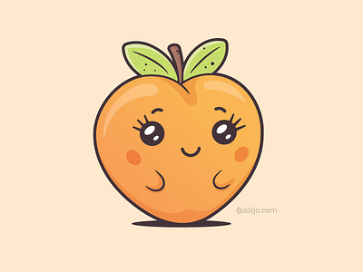 Kawaii Peach cartoon character cute emoji emoticon illustration kawaii mascot peach vector