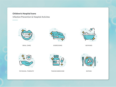 Infection Prevention & Hospital Activities Icons activites children hospital icon illustration infection kids prevention